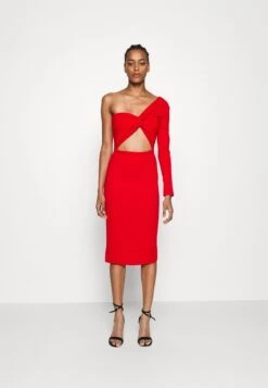 Cut Out Midi Dress - Day Dress - Red