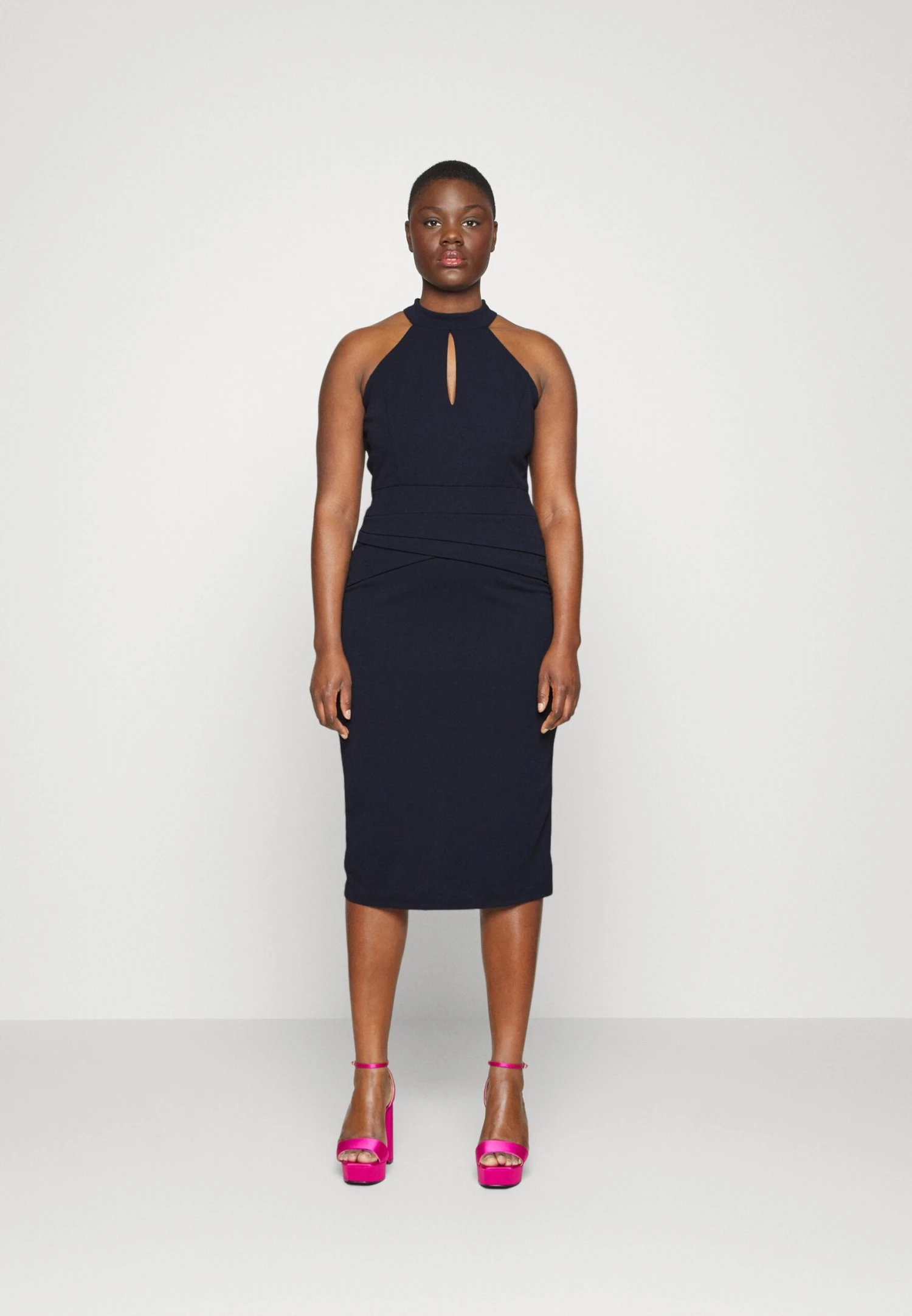 Stace Halter Neck Midi - Cocktail Dress / Party Dress - Navy Blue