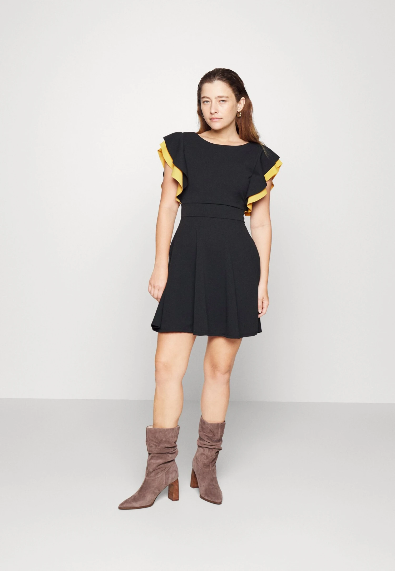 Max Ruffle Skater - Cocktail Dress / Party Dress - Black/Mustard - Image 2