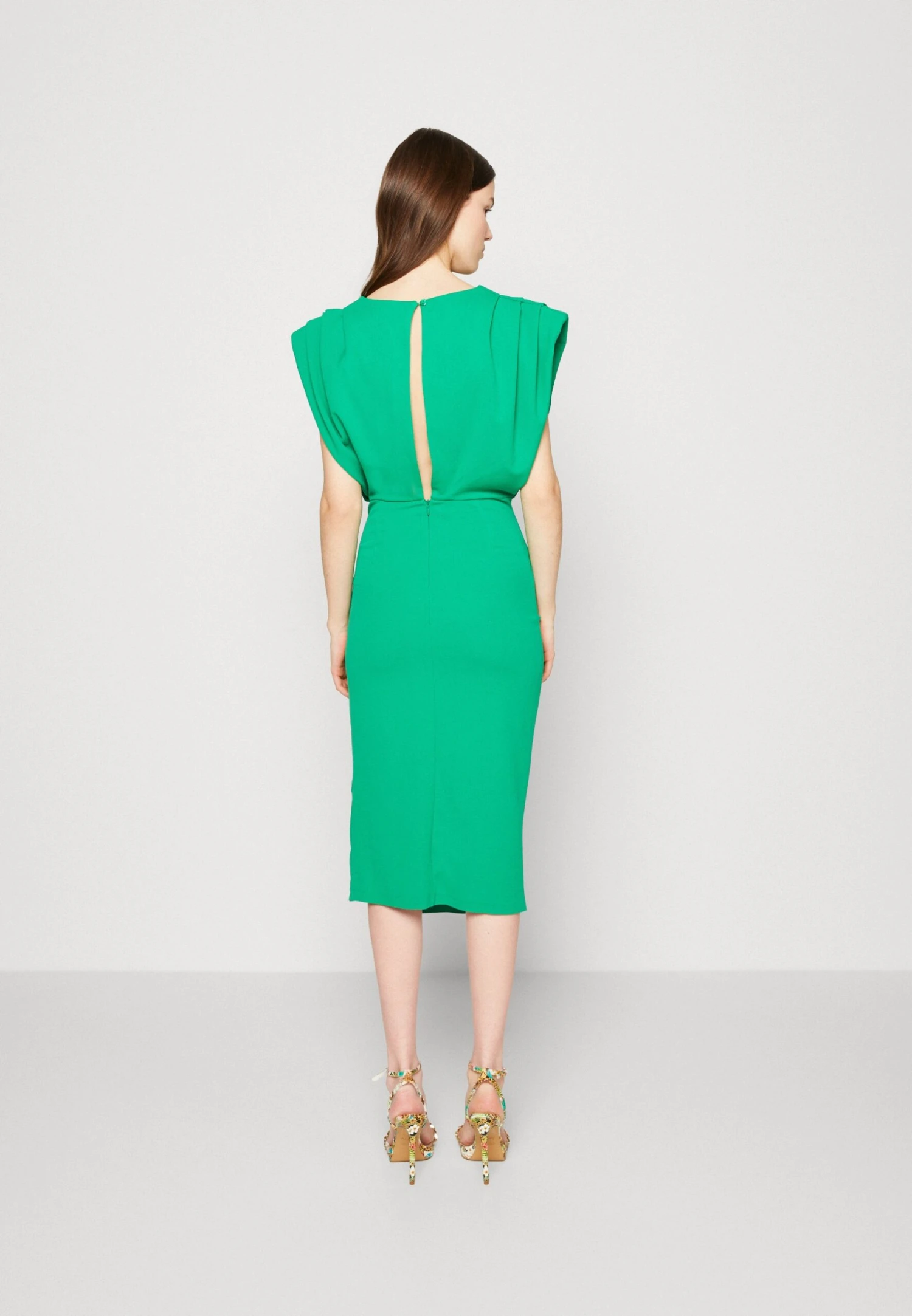 Wal G Cruise Collection Roxy Power Shoulder Midi - Cocktail Dress / Party Dress - Leaf Green - Image 3