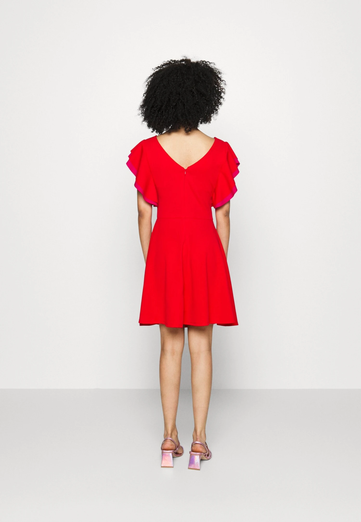 Max Ruffle Skater - Cocktail Dress / Party Dress - Red/Fuchsia - Image 3